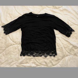 Black Topshop shirt with Lace Detail
